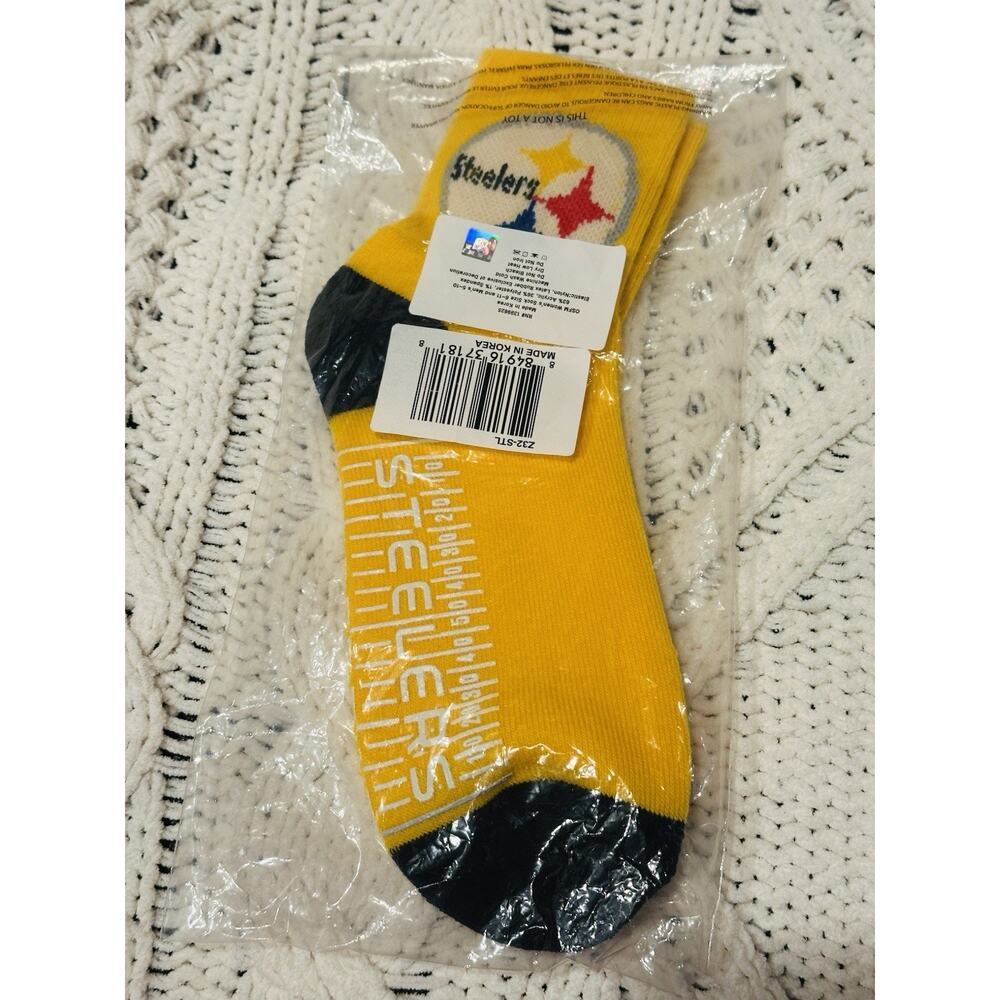 Steelers Men’s Size 5-10 NFL Crew socks Yellow & Black NWT Sports Football - Picture 3 of 6